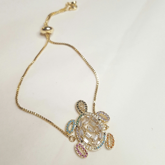 Adjustable Dainty Rainbow Turtle Bracelet - Picture 3 of 8
